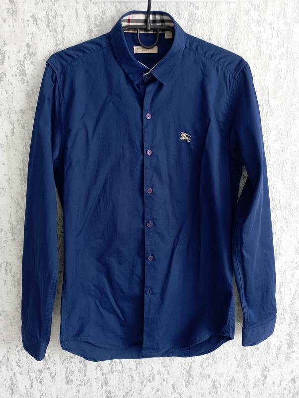 Uomo Burberry Camicia Blu Navy 36 / S / 44
