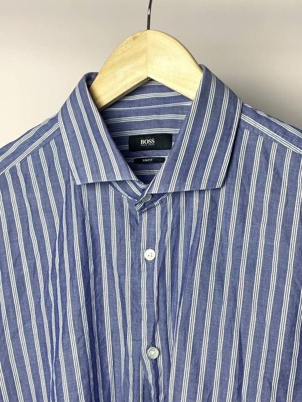 Men Hugo Boss Shirt Navy Cotton 40 /L / 48