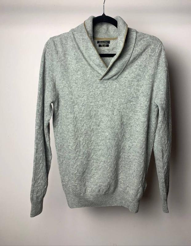 Herren Massimo Dutti Pullover Grau Wolle-Seide 34
