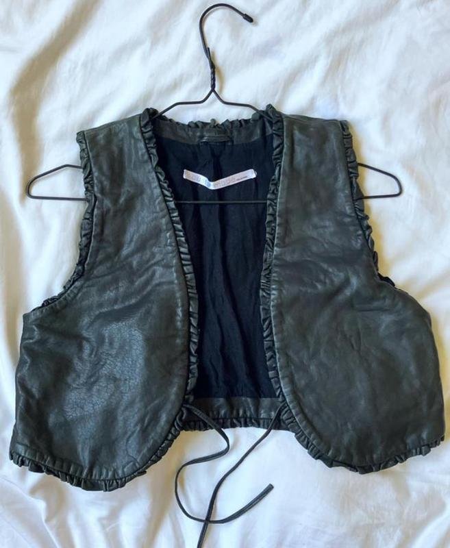Femme Custommade Gilet Noir Cuir 36