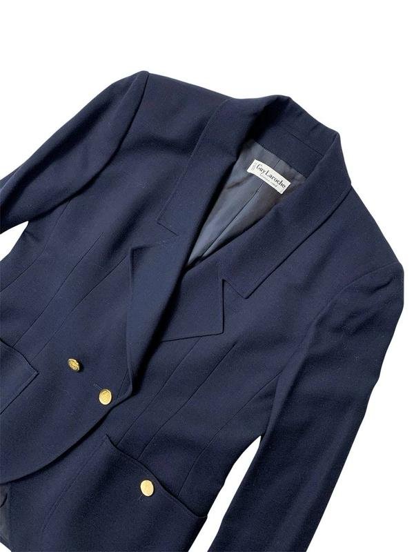 Femme Guy Laroche Blazer Bleu Marine Laine 38