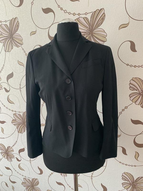 Damen Akris Sakko Schwarz Wolle M