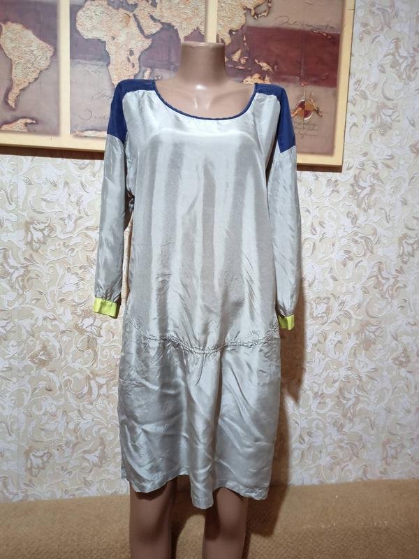 Women Custommade Dress Beige Silk 38 / M / 46