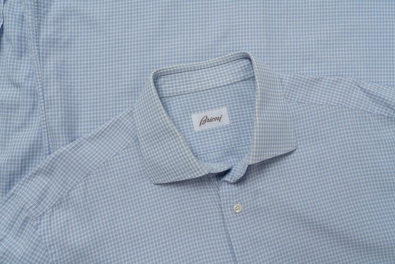 Men Brioni Shirt Blue Cotton 40 /L / 48