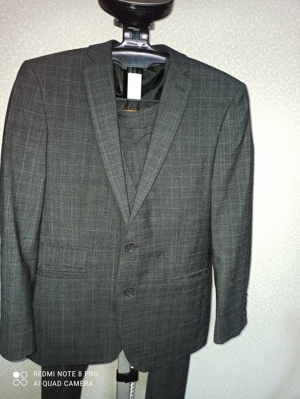 Men Ben Sherman Suit Grey Cotton 38 / M / 46
