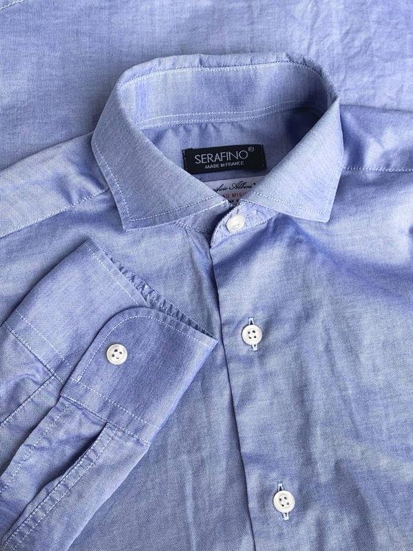 Мужской Serafino Рубашка Голубая Хлопок 34 / XS /