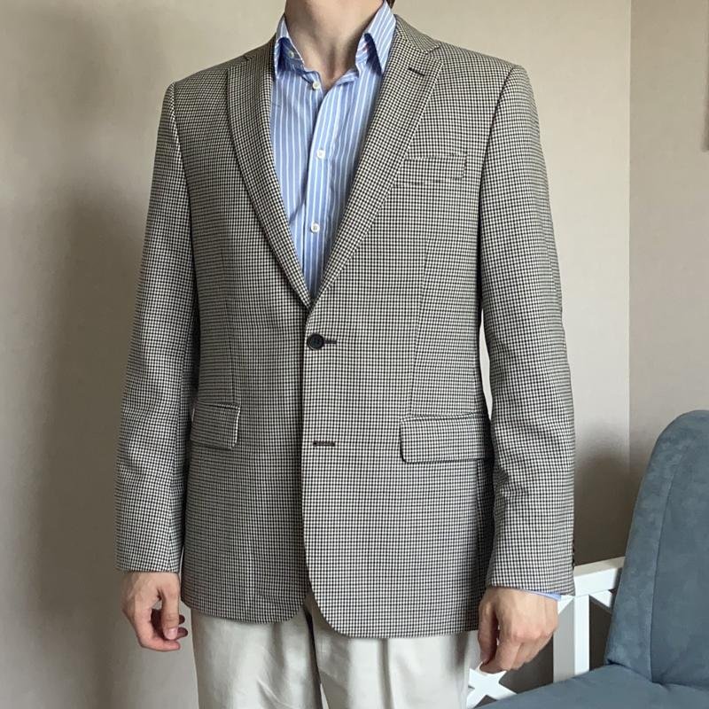 Men Oscar Jacobson Blazer Beige Wool 38 / M / 46