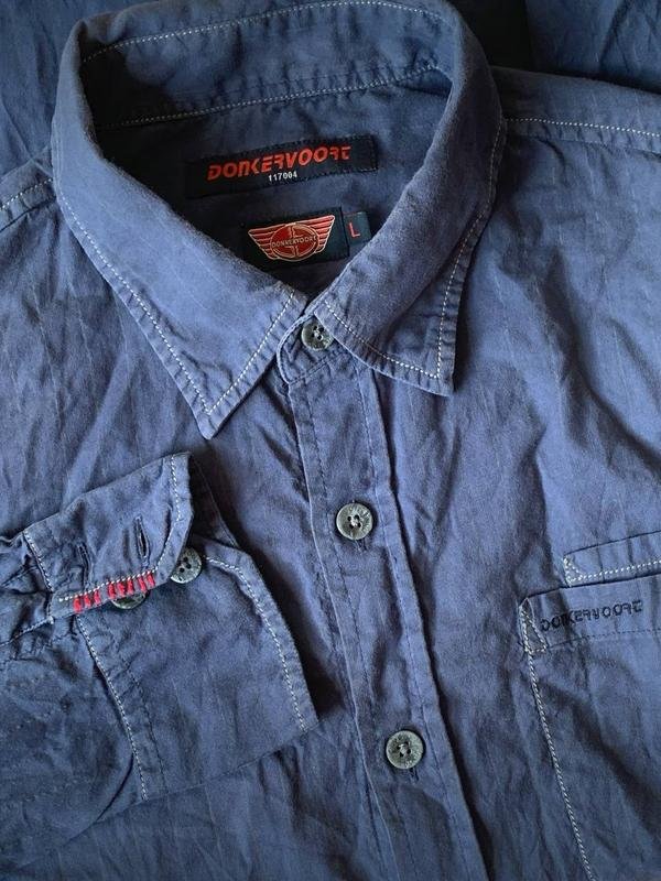Мужской Donkervoort Рубашка Тёмно-синий Хлопок 40