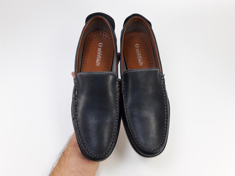 Мужские Benvenuto Мокасины Тёмно-синие Кожа 44