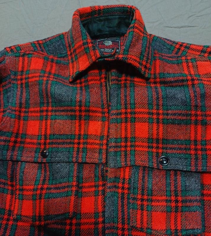 Homme Vintage Johnson Veste Rouge Laine 36 / S /