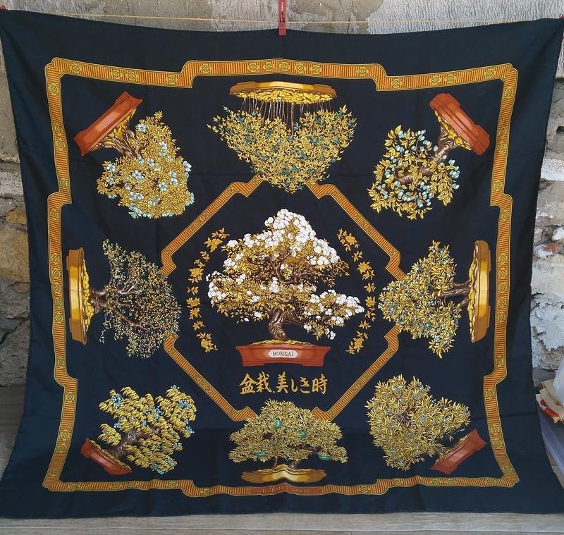 Платок Hermes Чёрный Шёлк 89x89