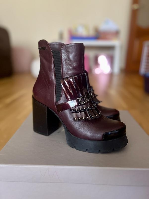 Damen Genuin Vivier Stiefeletten Burgunder Leder