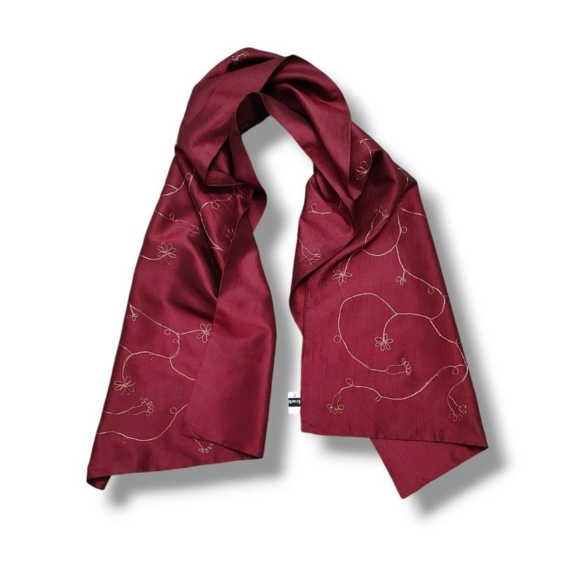 Women Cacharel Scarf Burgundy Silk