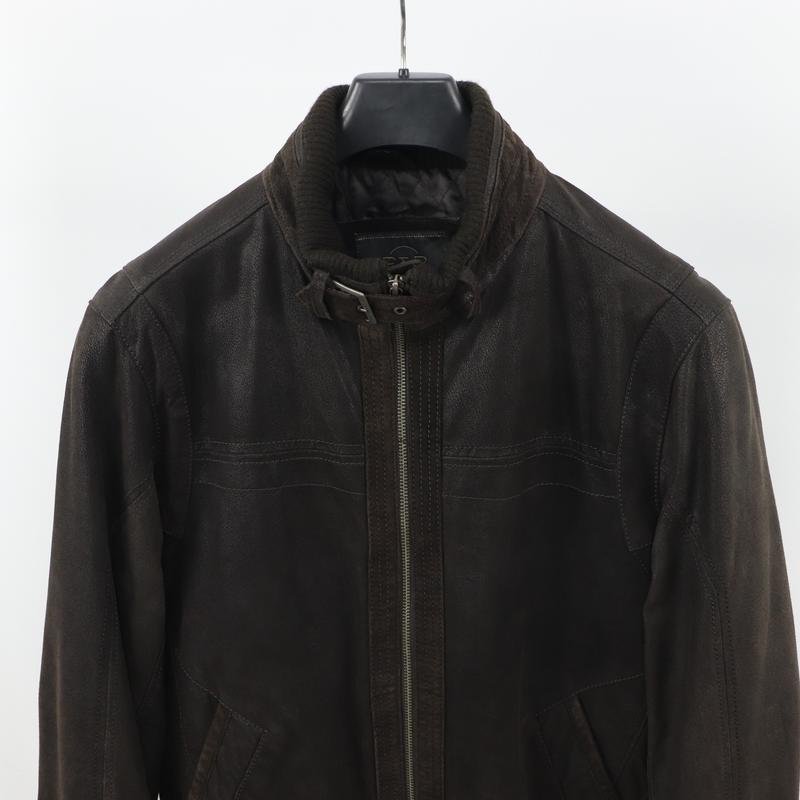Homme Projects & People Veste Noire Cuir Véritable