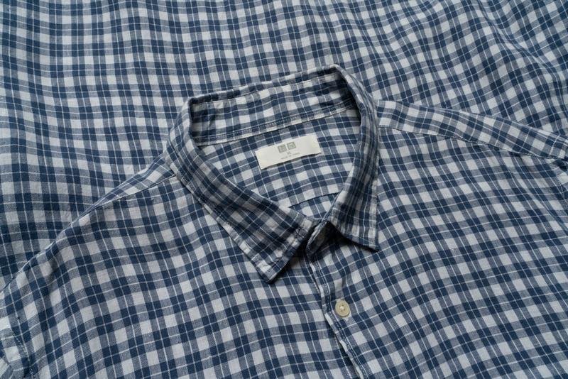 Men Uniqlo Shirt Navy Linen 42 / XL / 50