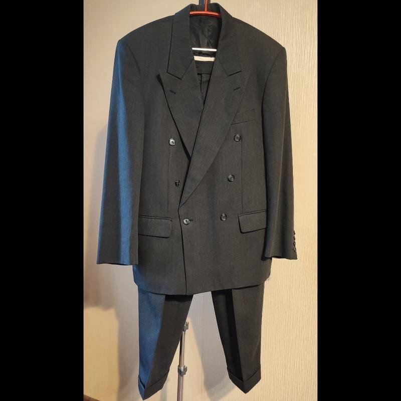 Мужской Balmain Костюм Серый Полиэстер/Шерсть