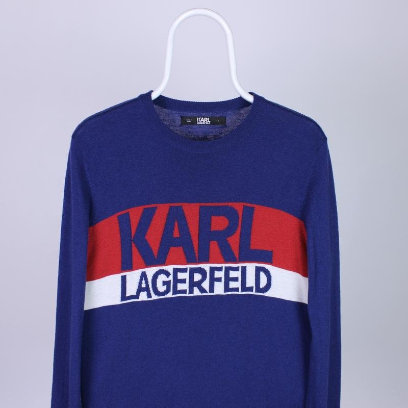 Мужской Karl Lagerfeld Свитер Тёмно-синий Кашемир