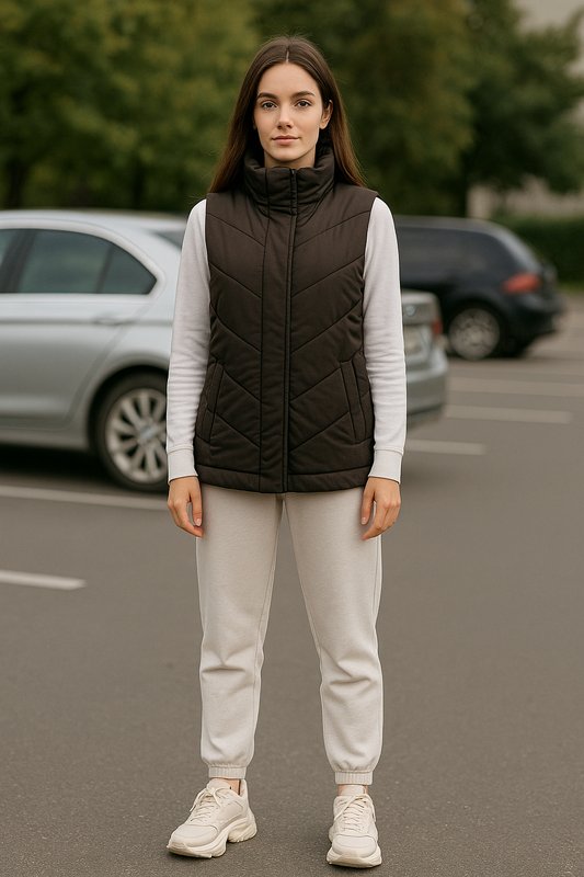 Femme Corneliani Gilet Marron Nylon 36 / S / 44