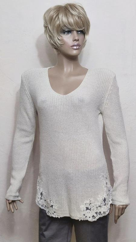 Femme Ermanno Scervino Pull Blanc Dentelle 38 / M