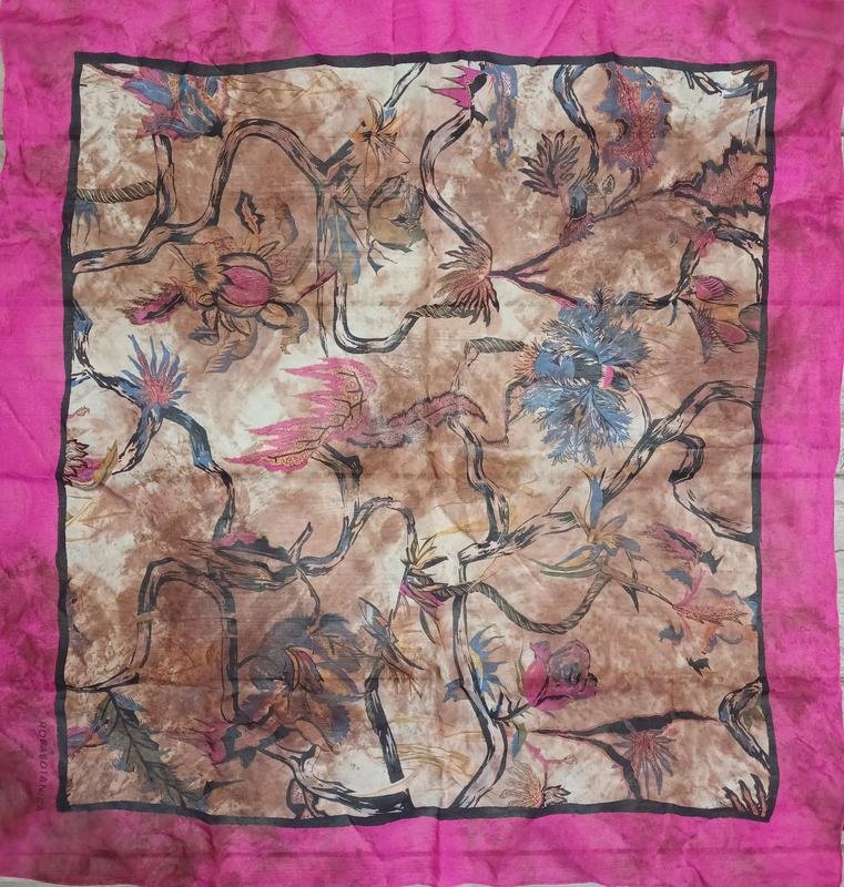 Women Balenciaga Scarf Brown Silk