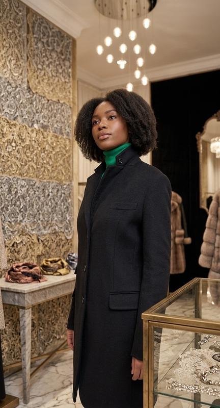 Femme Ermanno Scervino Manteau Bleu Marine Angora