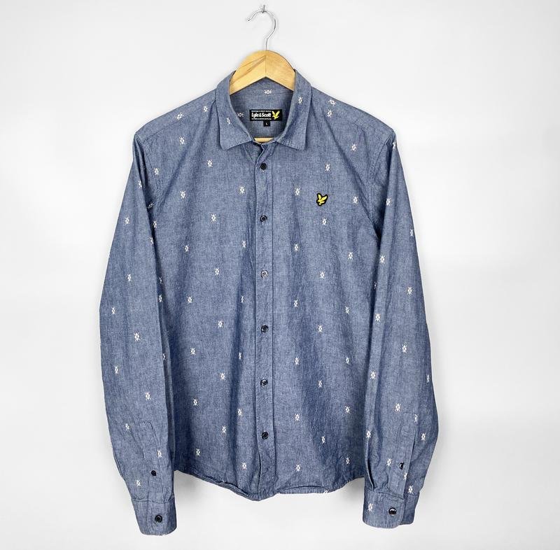 Herren Lyle & Scott Hemd Marineblau 40 /L / 48