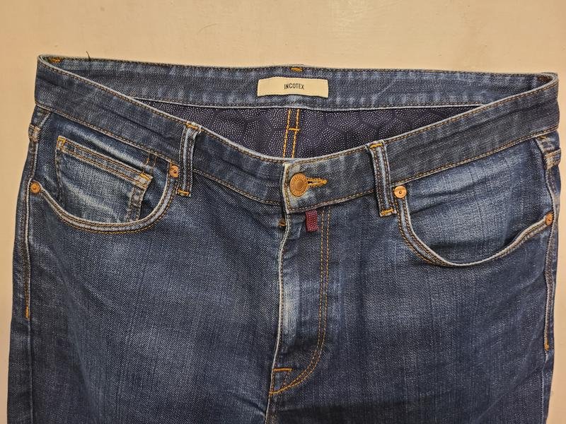 Мужские Incotex Джинсы Тёмно-синий Полиэстер 34 /