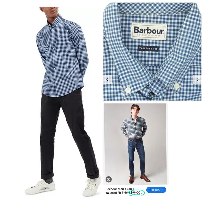 Herren Barbour Hemd Marineblau Baumwolle 38 / M /