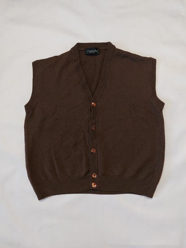 Women Christian Dior Vest Brown Wool 40 / L / 48