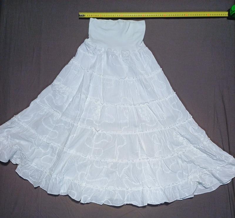 Женская Винтаж Юбка Белая Хлопок 36