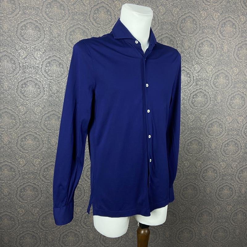 Men Boggi Milano Shirt Navy Cotton 36 / S / 44