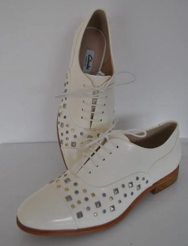 Donna Clarks Tacchi Bianco Pelle 37.5