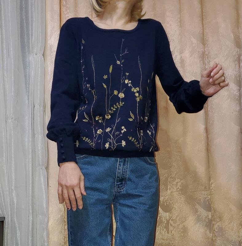 Damen Laura Ashley Pullover Marineblau Baumwolle