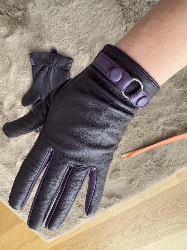 Unisex Jasper Conran Handschuhe Lila Leder M