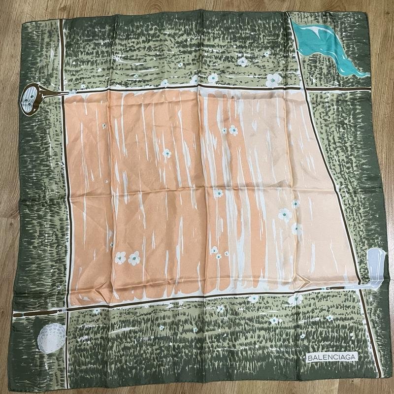Balenciaga Scarf Green Silk