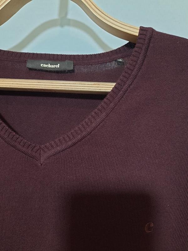 Men Cacharel Sweater Burgundy Cotton 40 /L / 48