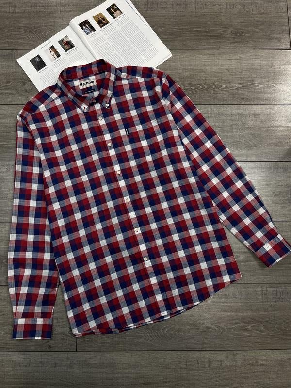 Herren Barbour Hemd Rot Baumwolle 42 / XL / 50