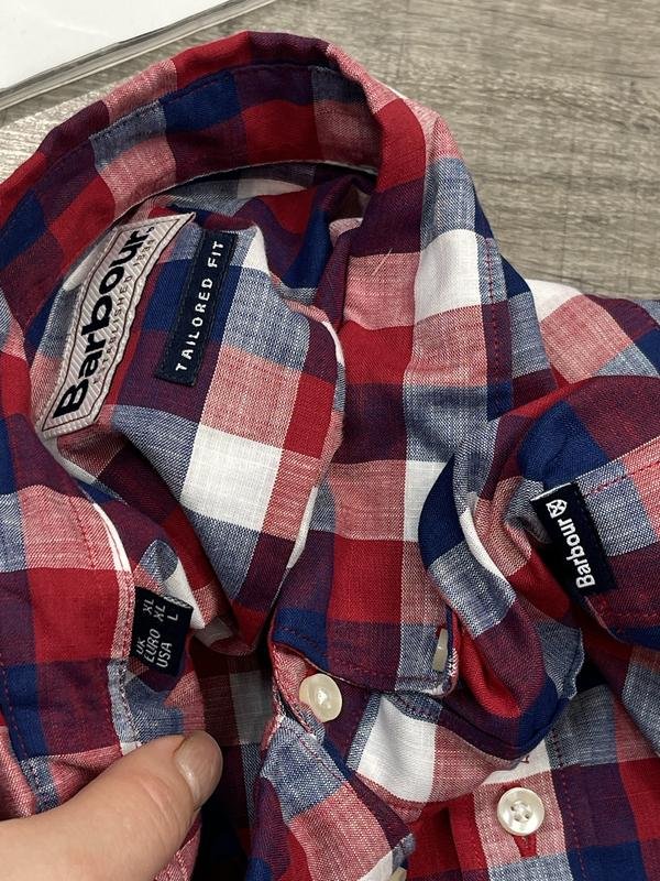 Herren Barbour Hemd Rot Baumwolle 42 / XL / 50