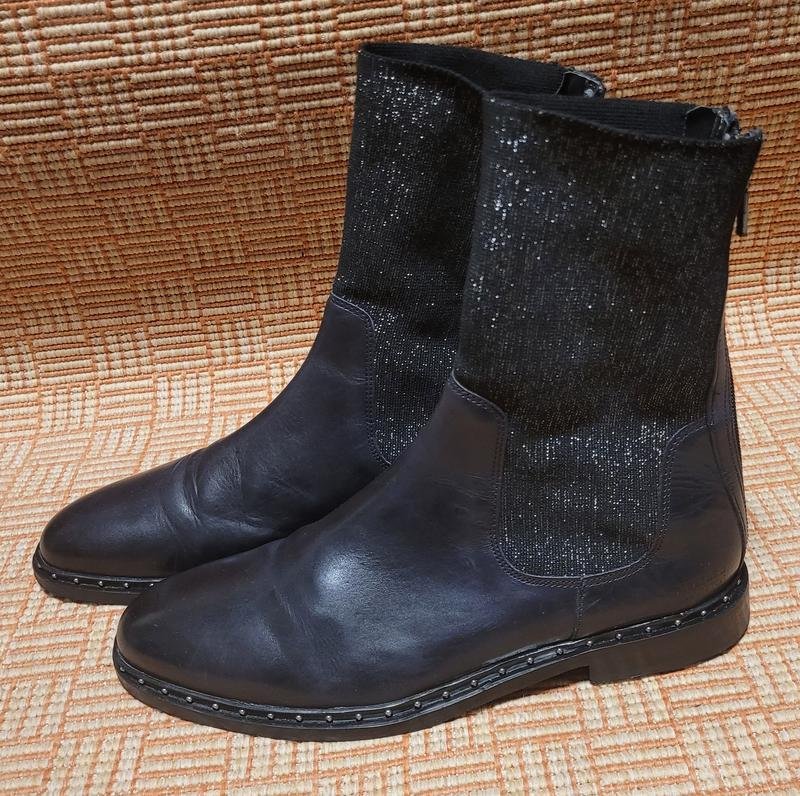 Damen Stiefel Schwarz Leder 40