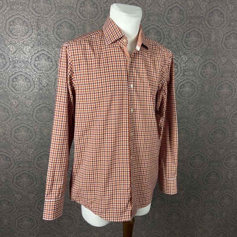 Men Hugo Boss Shirt Orange Cotton 40 /L / 48