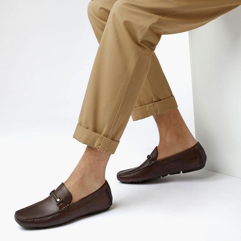Men Dune Loafers Brown Leather 43