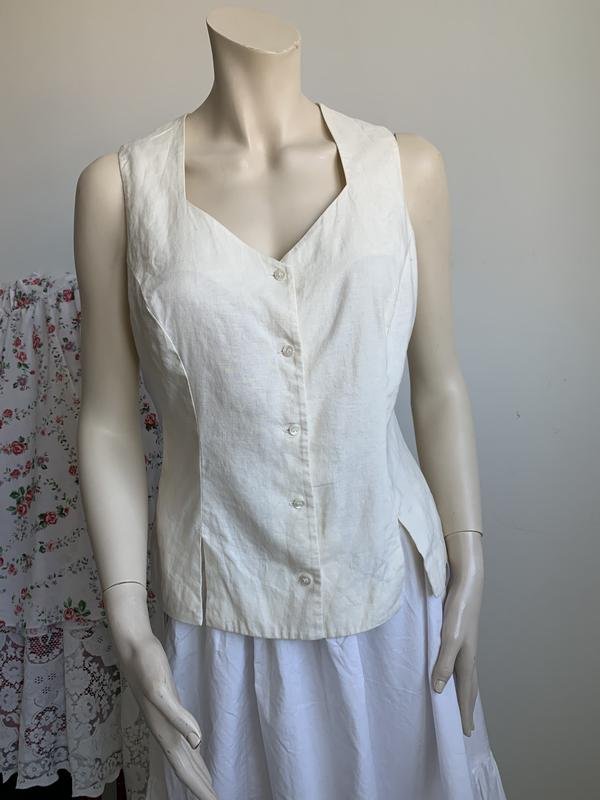Damen Laura Ashley Hemd Beige Leinen 38 / M / 46