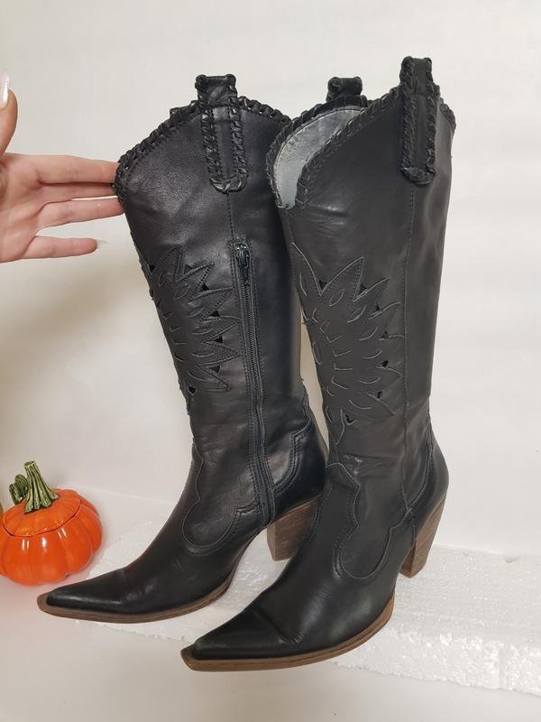 Donna Passo Avanti Stivali Neri Pelle 37