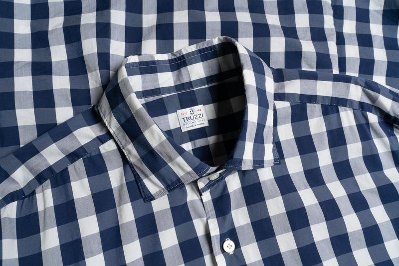 Мужской Isaia Napoli Рубашка Тёмно-синий Хлопок 42