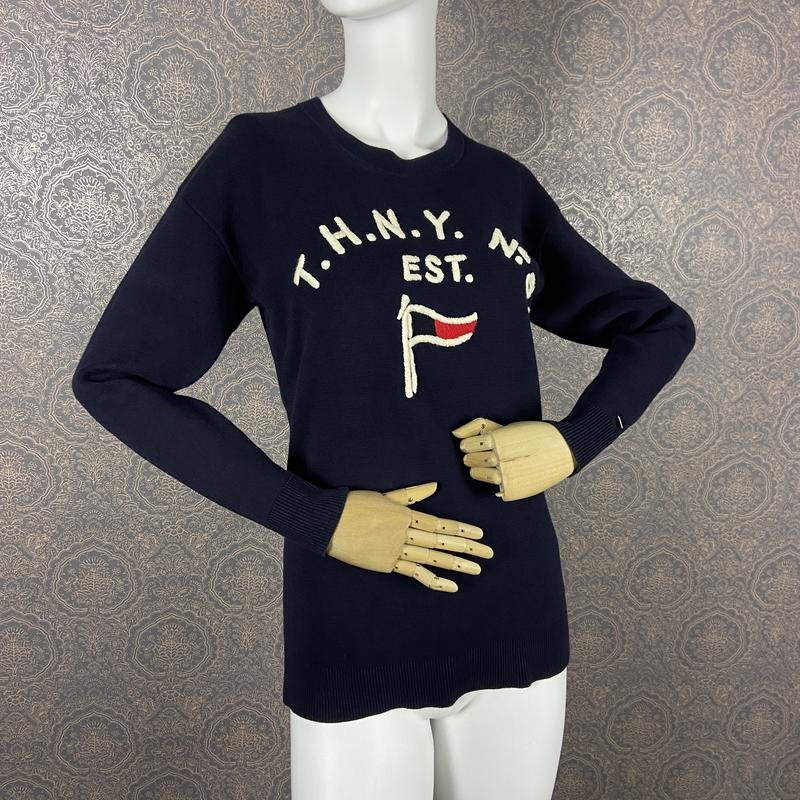 Damen Tommy Hilfiger Pullover Marineblau Baumwolle