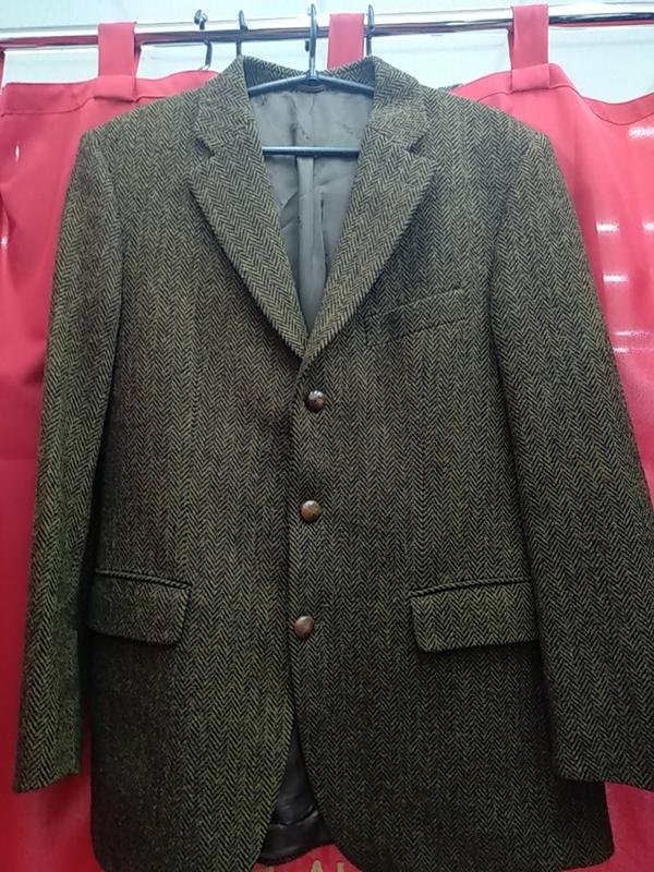 Мужской Harris Tweed Пиджак Чёрный Шерсть 40 /L /