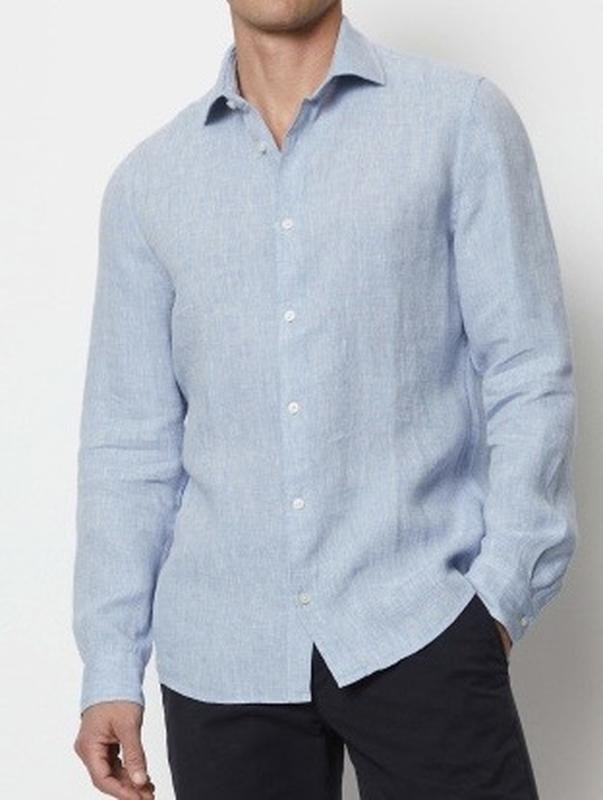 Herren ZARA Hemd Blau Leinen 36 / S / 44