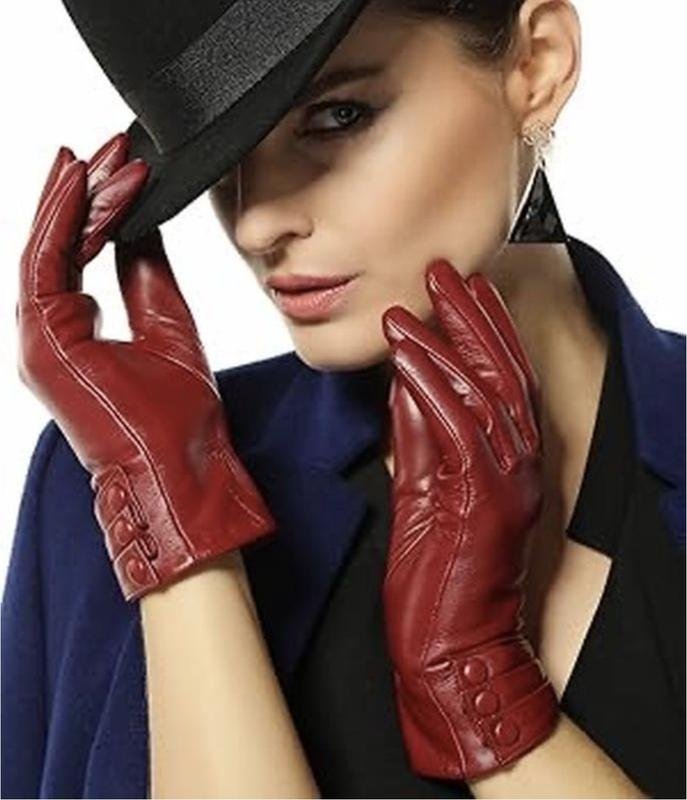 Женские By Malene Birger Перчатки Бордовые Кожа S
