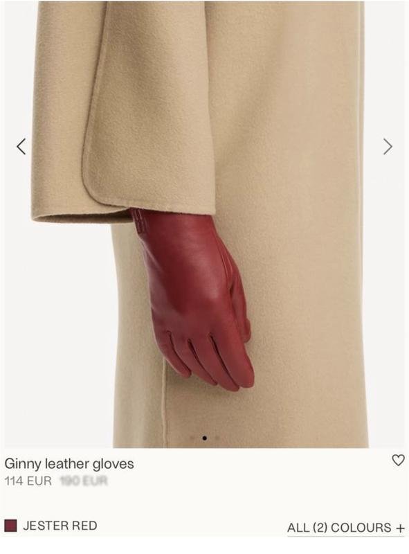 Женские By Malene Birger Перчатки Бордовые Кожа S