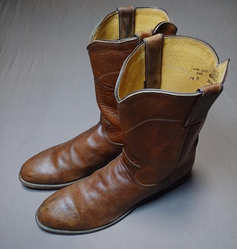 Men Justin Boots Brown Leather 47.5